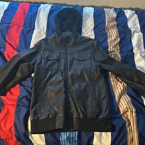Shaun white full zip leather jacket